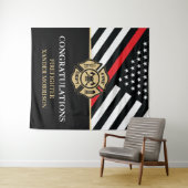 Afstuderen van de brandweer Rood Line Flag Fire Ac Wandkleed (In Situ (horizontaal))
