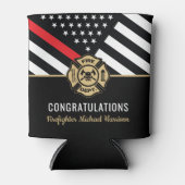 Afstuderen van de brandweeracademie Thin Red Line Blikjeskoeler (Voorkant)