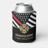 Afstuderen van de brandweeracademie Thin Red Line Blikjeskoeler (Blikje Achterkant)