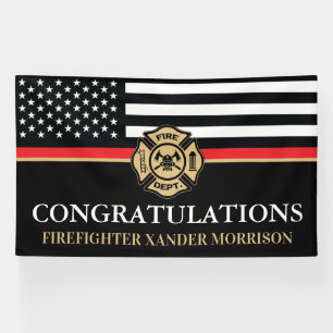 Afstuderen van de brandweerman Thin Red Line Fire  Spandoek