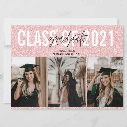 Afstuderen van de middelbare school Roze drie Foto (Voorkant)