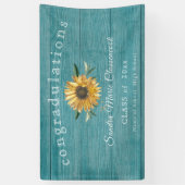Afstuderen van de moderne zonnebloem Rustic Wood B Spandoek (Verticaal)