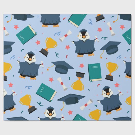 Afstuderen van de pinguïn cadeaupapier (Vlak)