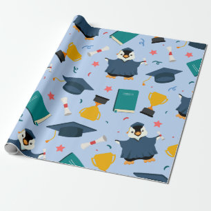 Afstuderen van de pinguïn cadeaupapier