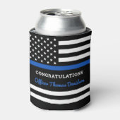 Afstuderen van de politie Thin Blue Line felicitee Blikjeskoeler (Blikje Voorkant)