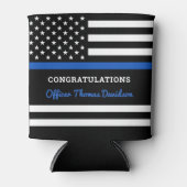 Afstuderen van de politie Thin Blue Line felicitee Blikjeskoeler (Voorkant)