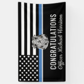 Afstuderen van de politie Thin Blue Line felicitee Spandoek (Verticaal)