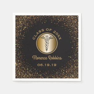 Afstuderen van de verpleegschool Black Gold Caduce Servet