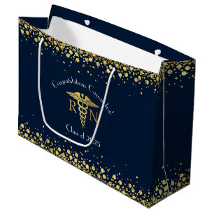 Afstuderen van de verpleegschool Navy Blue Gold Groot Cadeauzakje