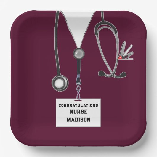 Afstuderen van de verpleegschool papieren bordje (Voorkant)