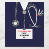 Afstuderen van de verpleegschool wijn etiket (Enkel label)