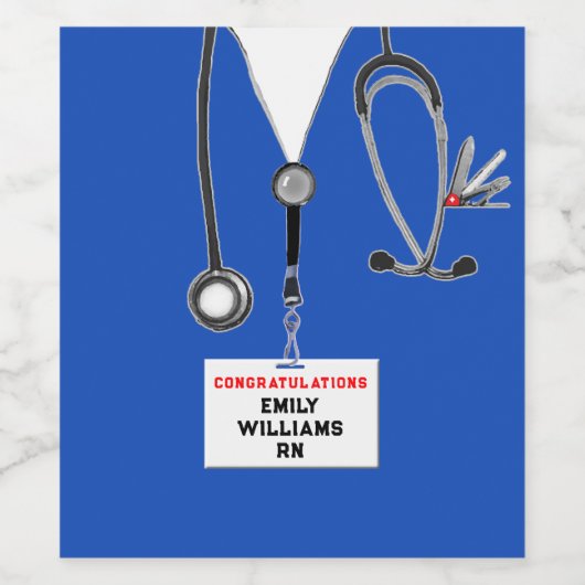 Afstuderen van de verpleegschool wijn etiket (Enkel label)