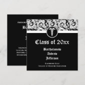 Afstuderen van de Zwarte en Witte Caduceus Medisch Kaart (Voorkant / Achterkant)