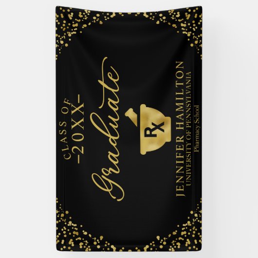 Afstuderen van de zwarte School Spandoek (Verticaal)