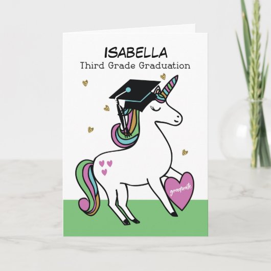 Afstuderen van derde graad gefeliciteerd Unicorn Kaart (Voorkant)