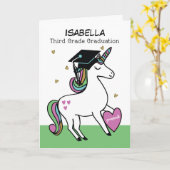 Afstuderen van derde graad gefeliciteerd Unicorn Kaart (Gele Bloem)