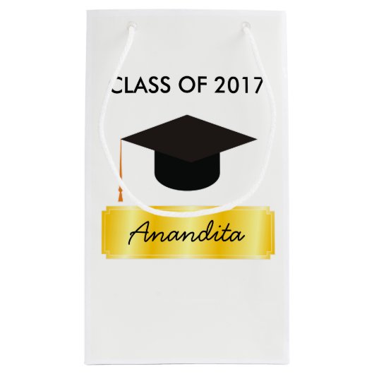 Afstuderen van goudLabel Klein Cadeauzakje (Achterkant)