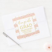 Afstuderen van goudroze Confetti-staven Vierkante Sticker (Envelop)