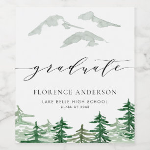 Afstuderen van het bos in de rustieke Waterverf Wijn Etiket