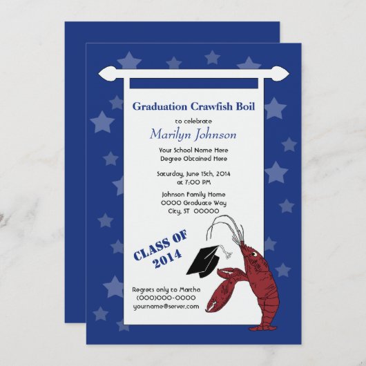 Afstuderen van kreeft/zeekreeft kaart (Voorkant / Achterkant)