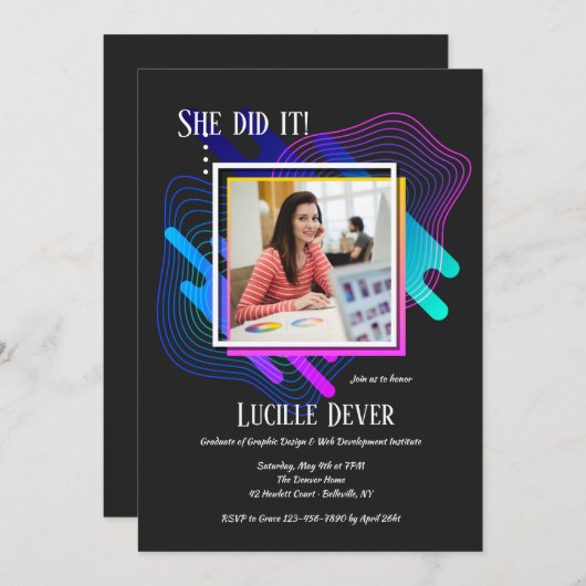 Afstuderen van kunst en ontwerp kaart (Voorkant / Achterkant)