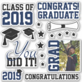 Afstuderen van Navy en Black Photo Sticker (Voorkant)