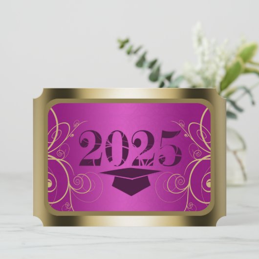 Afstuderen van Paars en goudLijst Kaart (Staand voorkant)