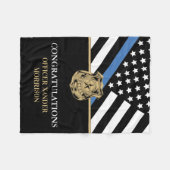 Afstuderen van politie blauwe lijnvlag gefelicitee fleece deken (Voorkant (Horizontaal))