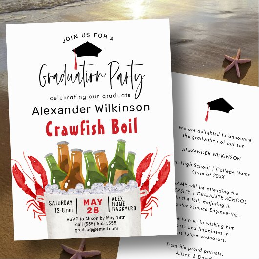 Afstuderen van Red Crawfish Boil BBQ Kaart
