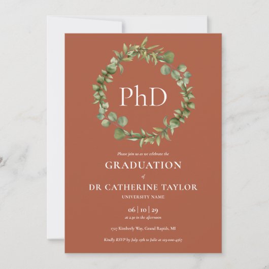 Afstuderen van Terracotta Garland voor PhD Kaart (Voorkant)