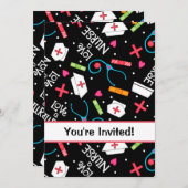 Afstuderen van verpleegschool Celebration Black Wh Kaart (Voorkant / Achterkant)