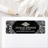 Afstuderen van zwart-wit, Floral, Paisley, Pet 4 Etiket (Insitu)