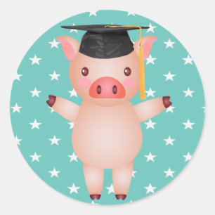 Afstuderen Varken en Sterren Ronde Sticker