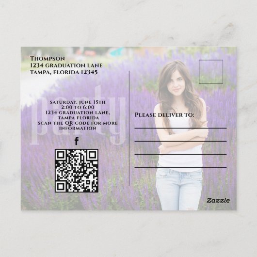 Afstuderen Vellum Modern foto | Website QR-code Briefkaart (Achterkant)