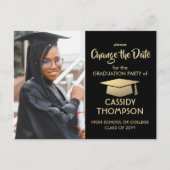 Afstuderen Verander de datum van de zwarte goudupd Aankondigingskaart (Voorkant)