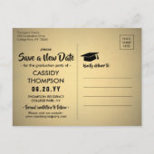 Afstuderen Verander de datum van de zwarte goudupd Aankondigingskaart (Achterkant)