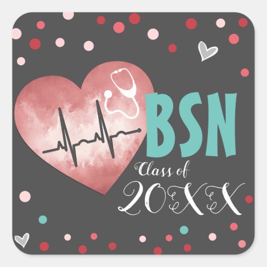 Afstuderen Verpleegkunde Graad Klasse van Envelop Vierkante Sticker (Voorkant)