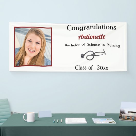 Afstuderen, Verpleegkundige, RN, Stethoscoop Spandoek (Beurs)