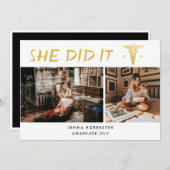 Afstuderen verpleegschool Ze deed het scriptfoto Kaart (Voorkant / Achterkant)