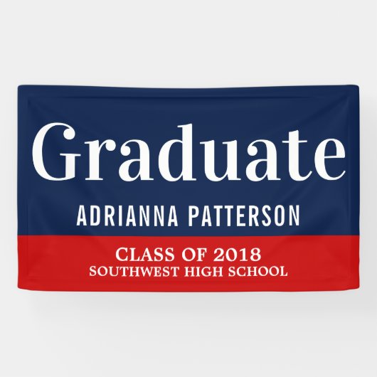 Afstuderen vet | Navy Blue Red Spandoek (Horizontaal)