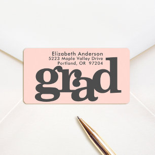 Afstuderen vet typografie chic blush roze address etiket