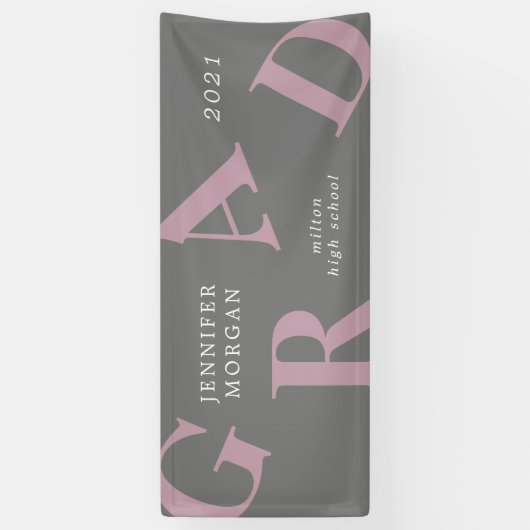 afstuderen vetgedrukte letters schoolkleuren Naam Spandoek (Verticaal)