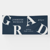 afstuderen vetgedrukte letters schoolkleuren spandoek (Horizontaal)