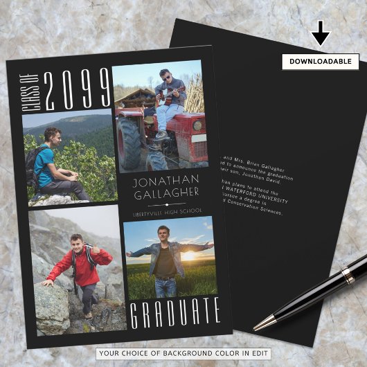 Afstuderen Vier foto's zwart-wit Aankondiging