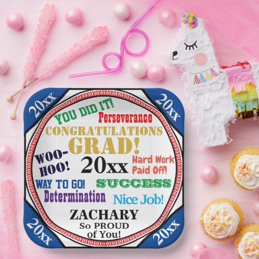 Afstuderen vieren Schoolkleuren personaliseren Papieren Bordje (Feest)