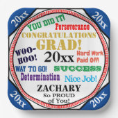 Afstuderen vieren Schoolkleuren personaliseren Papieren Bordje (Voorkant)
