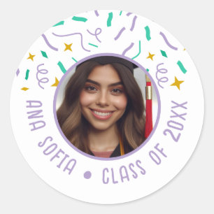 Afstuderen Viering Custom Photo Feestelijk Ronde Sticker