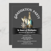 Afstuderen Viering Mousserende wijnfles Glas Kaart (Voorkant / Achterkant)