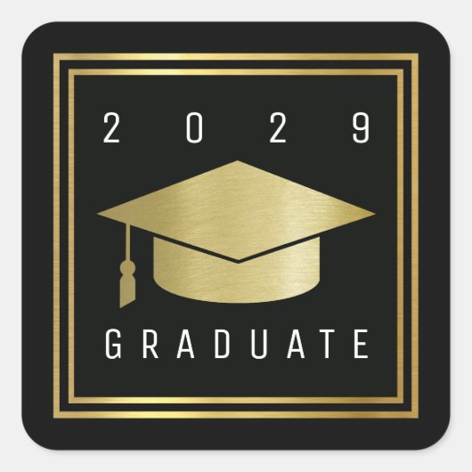 afstuderen vierkante sticker (Voorkant)