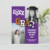 Afstuderen Voetbal Football Paars Kaart (Staand voorkant)